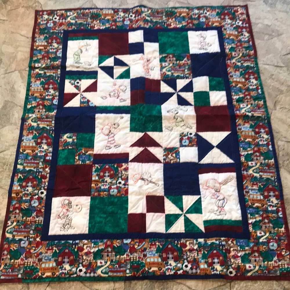Quilt Baseball Theme Embroidered Quilt